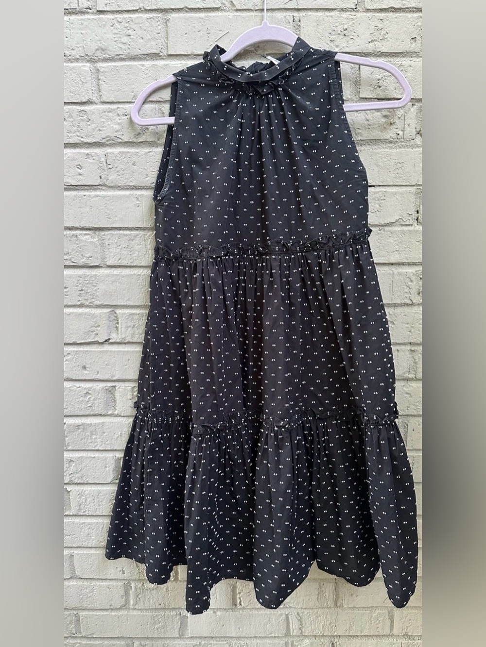 Lisa Marie Fernandez Black Polka Dot A-Line Tiered Dress